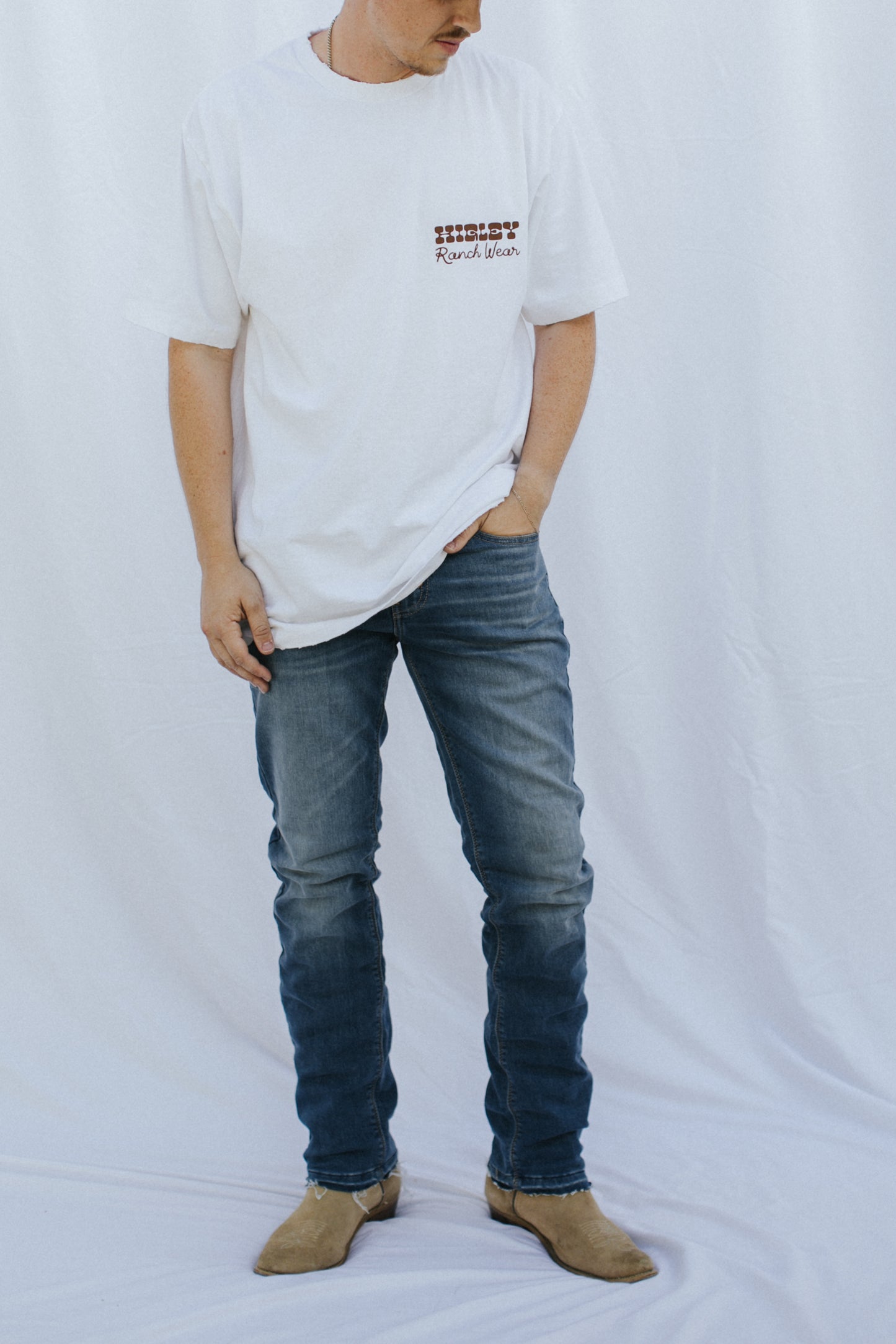 Distressed Rancher Tee - White