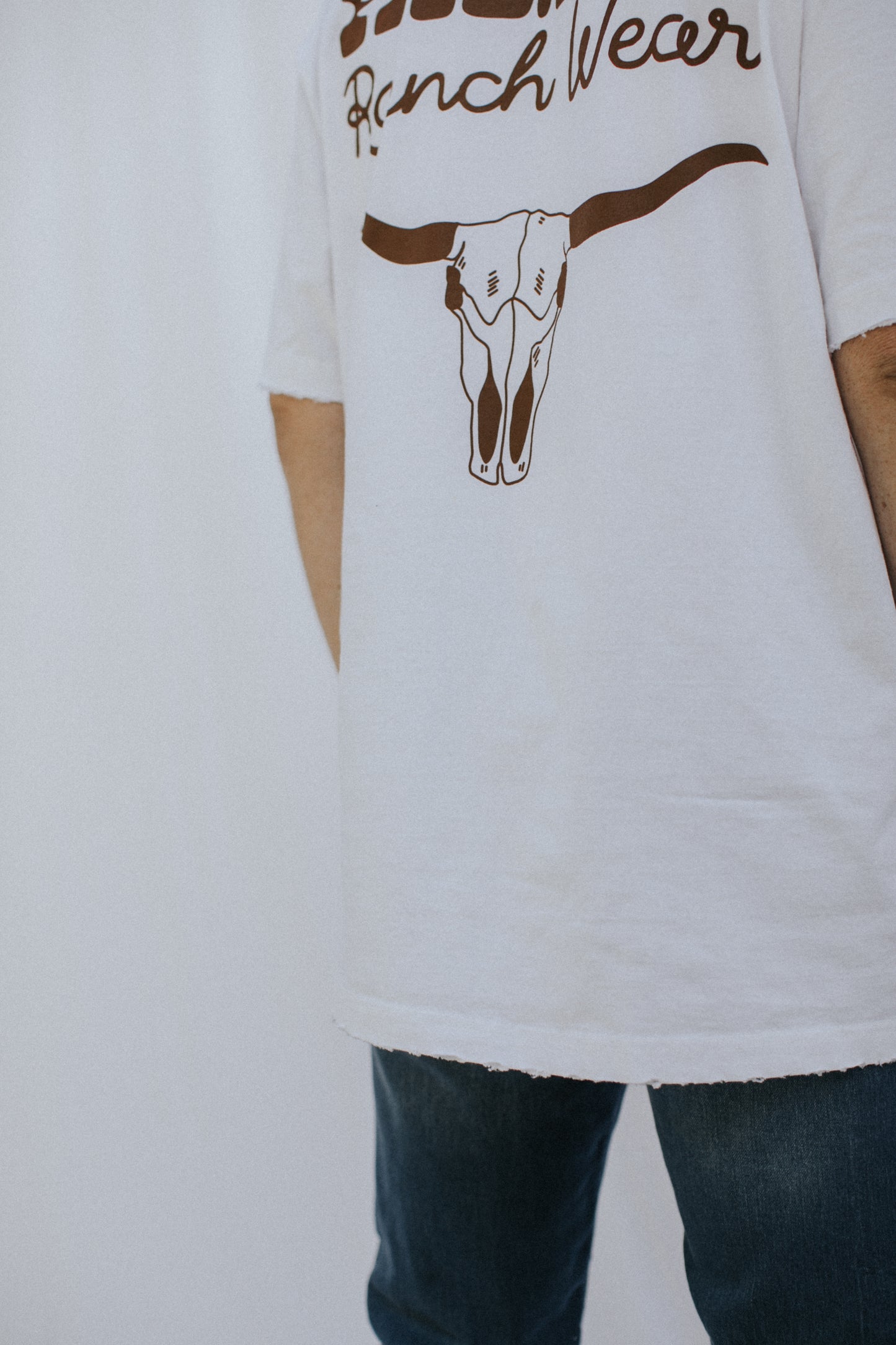Distressed Rancher Tee - White